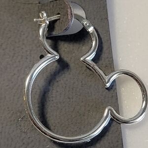Disney Silver-tone Mickey Outline Hoop Earrings